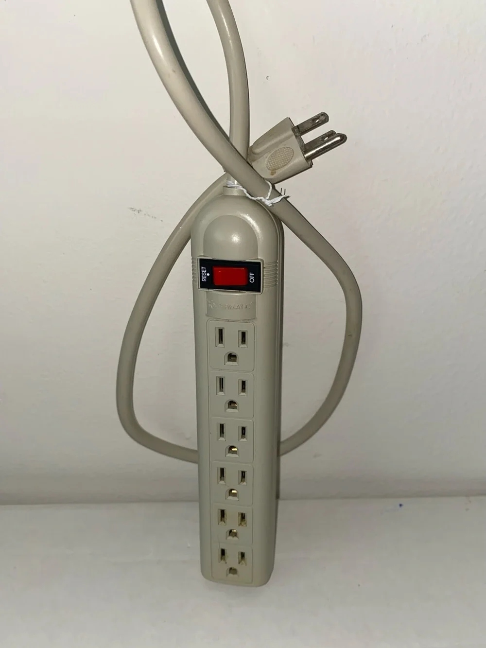 2 Electrical Outlet/Surge Protector Power Strips with Reset Switch.Black & Beige